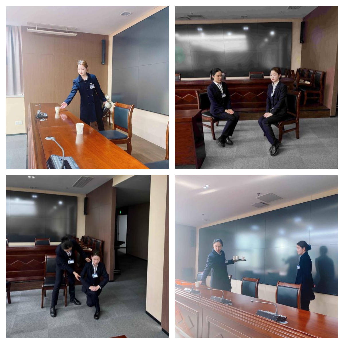 江景苑物管處丨組織新上崗會務員工開展崗位實操培訓 提升會務服務水平